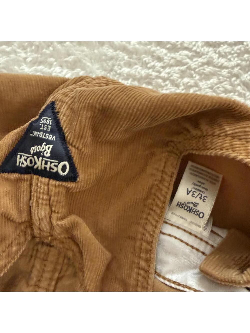 3t Oshkosh Corduroy Neutral Overalls - Picture 2 of 2
